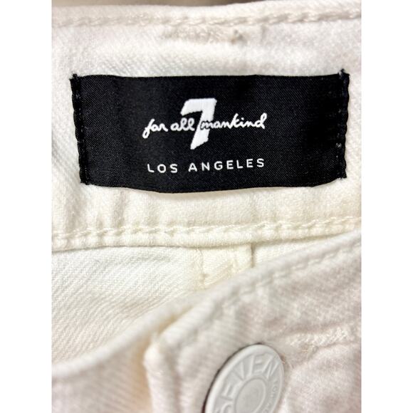7 For All Mankind High Waisted Distressed Denim Boyfriend Short White women 29 - Picture 4 of 5